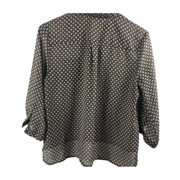 AMO American Eagle Outfitters Top Semi-Sheer Blouse Hi-Lo Multi Geo Print XS - Picture 3 of 7